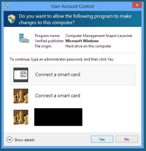 windows 8 remote desktop disable smart card|Make UAC prompt in remote desktop not default to smart card.